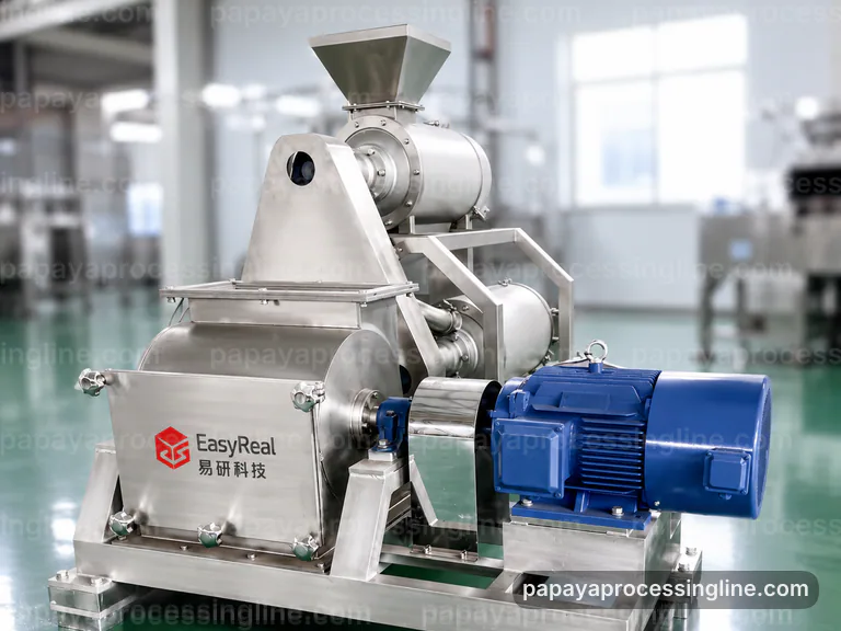 industrial papaya puree processing line, process scope and configuration: gentle pulping with fine refinement section connection view