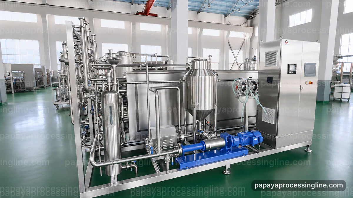 industrial papaya puree processing line transformation logic technical reference image